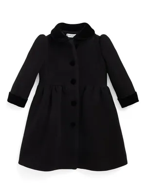 Baby Girl's Wool Velvet-Trim Coat