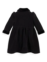 Baby Girl's Wool Velvet-Trim Coat