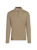 Wool Long-Sleeve Polo Shirt