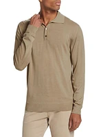 Wool Long-Sleeve Polo Shirt