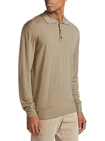 Wool Long-Sleeve Polo Shirt