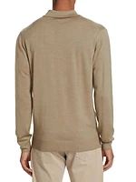 Wool Long-Sleeve Polo Shirt