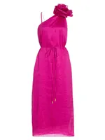 Qunintessa Linen-Blend Rosette Midi-Dress