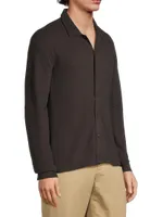 Waffle-Knit Button-Front Shirt
