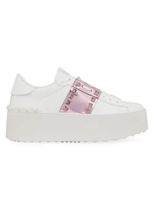 Platform Rockstud Untitled Sneakers Calfskin Leather With Mirror-Effect Band