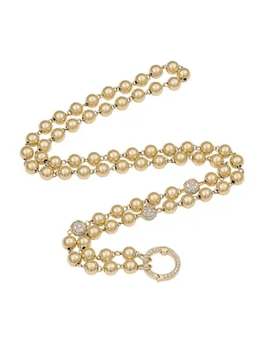 Mardis Gras 14K Yellow Gold & 1.15 TCW Diamond Bead Necklace