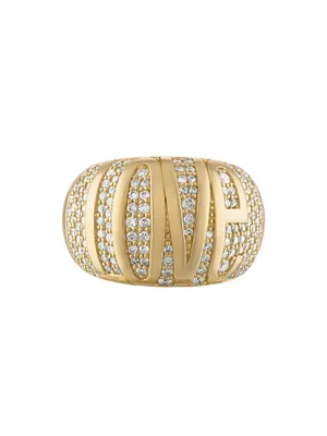 Mantra Express Yourself 14K Yellow Gold & 0.87 TCW Diamond "Love" Ring