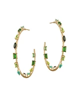 Goddess 14K Yellow Gold & Green Sapphire Inside-Out Hoops