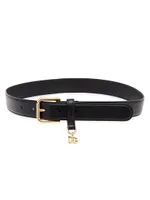 Leather & Logo-Charm Belt