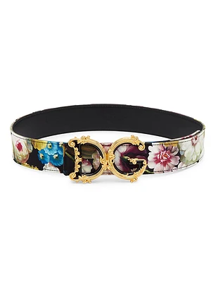 Baroque Floral Leather Belt