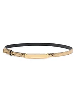 Bar Python-Embossed Metallic Leather Belt