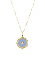 18K Yellow Gold, Blue Enamel & 0.17 TCW Diamond Pendant Necklace