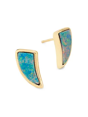 Galaxy 14K Yellow Gold & Australian Opal Wing Stud Earrings