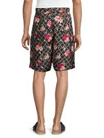 Floral Grid Silk Shorts