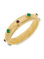 Cleopatra Giza 24K Gold-Plated & Glass Stone Stretch Bracelet