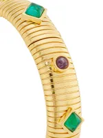 Cleopatra Giza 24K Gold-Plated & Glass Stone Stretch Bracelet