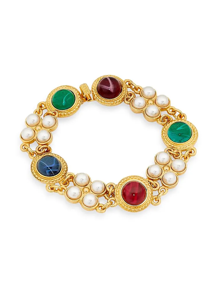 Tudor Rana 24K Gold-Plated, Mallorca Glass Pearl & Glass Stones Bracelet