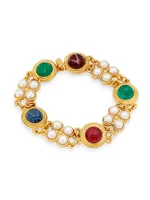 Tudor Rana 24K Gold-Plated, Mallorca Glass Pearl & Glass Stones Bracelet