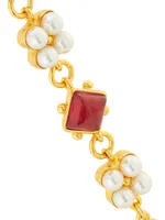 Tudor Gabrilla 24K Gold-Plated, Glass Stone & Pearl Short Necklace