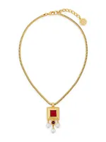 Lucresia Annora 24K Gold-Plated, Glass Stone & Glass Pearl Pendant Necklace