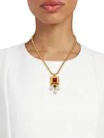 Lucresia Annora 24K Gold-Plated, Glass Stone & Glass Pearl Pendant Necklace