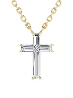 Solitaire Cross Jewelry 14K Gold & 0.80 TCW Lab-Grown Diamond Pendant Necklace