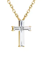 Solitaire Cross Jewelry 14K Gold & 0.80 TCW Lab-Grown Diamond Pendant Necklace