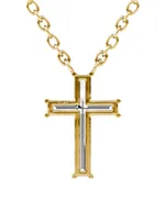 Solitaire Cross Jewelry 14K Gold & 0.80 TCW Lab-Grown Diamond Pendant Necklace