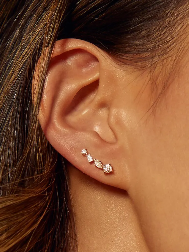 Constellation Shooting Star 14K Yellow Gold & 0.74 TCW Lab-Grown Diamond Ear Climbers