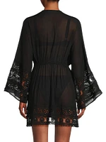 Clover Guipure Lace-Trimmed Cover-Up Dress