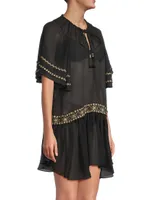 Whitley Floral-Embroidered Cover-Up Dress