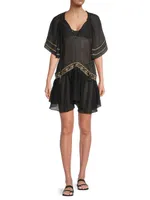 Whitley Floral-Embroidered Cover-Up Dress