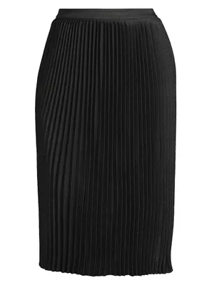 Plus Shimmer Pleated Woven Midi-Skirt