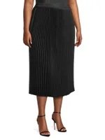 Plus Shimmer Pleated Woven Midi-Skirt