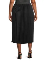 Plus Shimmer Pleated Woven Midi-Skirt