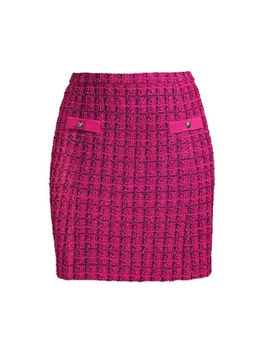 Tweed Check Knit Miniskirt