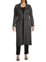 Long Jacquard-Knit Coat