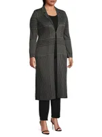 Long Jacquard-Knit Coat