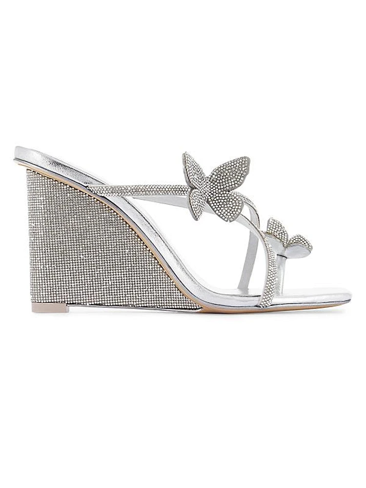 Vanessa 90MM Crystal Butterfly Wedge Sandals