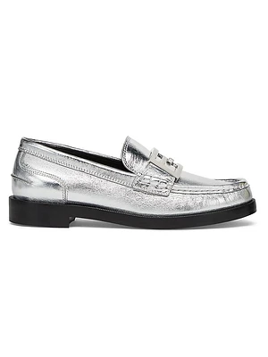 Baguette Metallic Leather Loafers