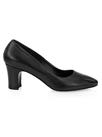 Luisa 65MM Leather Block-Heel Pumps