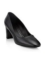 Luisa 65MM Leather Block-Heel Pumps