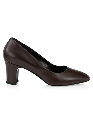 Luisa 65MM Leather Block-Heel Pumps