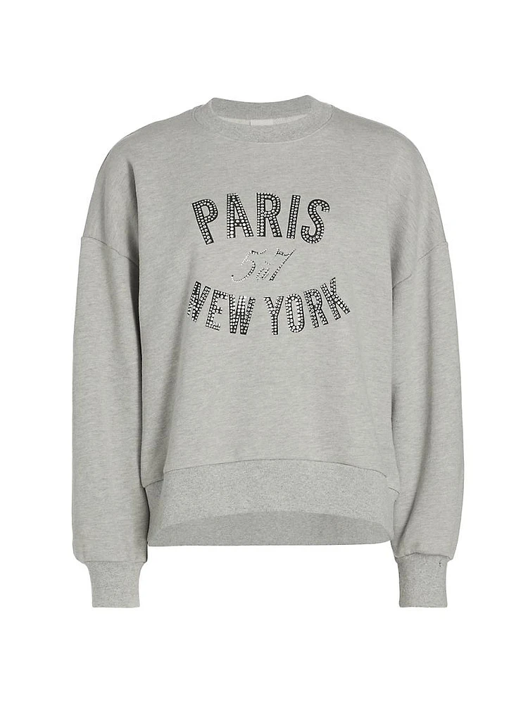 Paris New York Cotton-Blend Pullover Sweatshirt