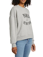 Paris New York Cotton-Blend Pullover Sweatshirt