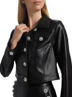 Regina Rhinestone Faux Leather Jacket