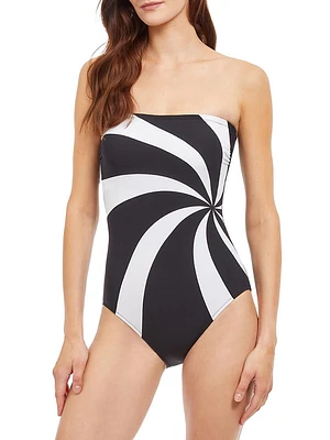 Swirled Strapless One-Piece Swimsuit