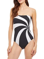 Swirled Strapless One-Piece Swimsuit