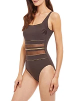 Onyx Mesh-Paneled One-Piece Swimsuit