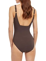 Onyx Mesh-Paneled One-Piece Swimsuit